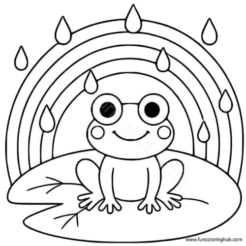 Frog by the rainbow Frog by the rainbow coloring page