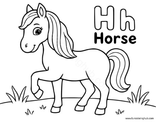 H For Horse Coloring Page H For Horse Coloring Page