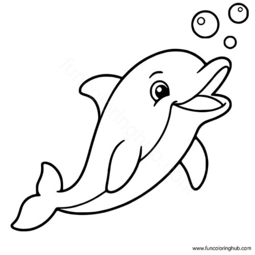 Happy Dolphin Coloring Page Happy Dolphin Coloring Page