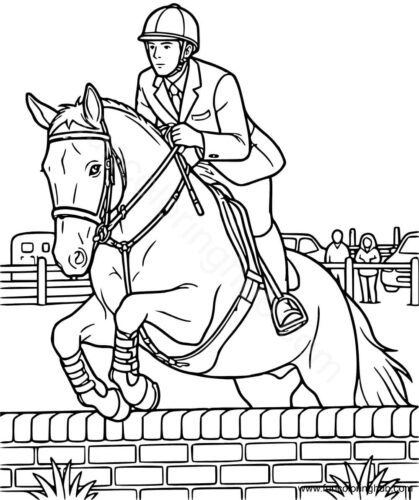 Horse And Jockey Coloring Page Horse And Jockey Coloring Page