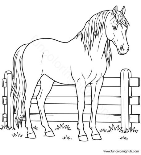 Horse At Stable Coloring Page Horse At Stable Coloring Page