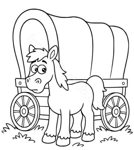 Horse Wagon Coloring Page Horse Wagon Coloring Page