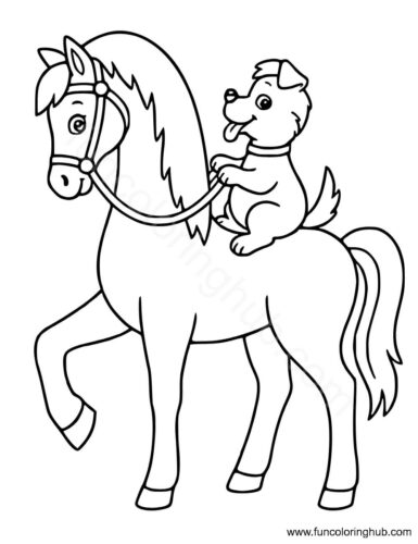 Horse and Dog Coloring Page Horse and Dog Coloring Page