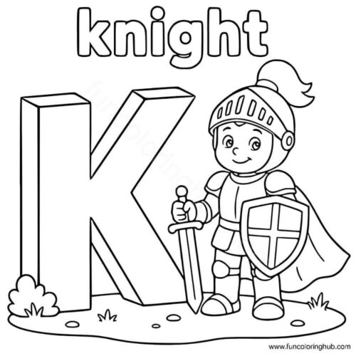 K is for Knight coloring page K is for Knight coloring page