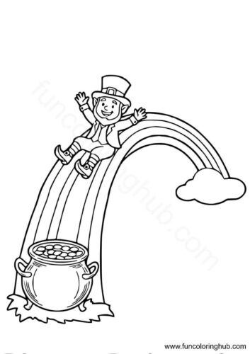 Leprechaun and rainbow coloring page Leprechaun and rainbow coloring page