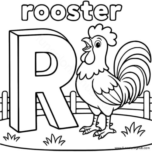 Letter R colouring page Letter R colouring page