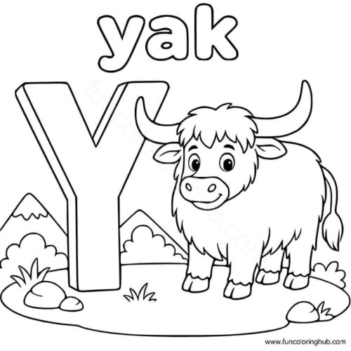 Letter Y is for Yak coloring page Letter Y is for Yak coloring page