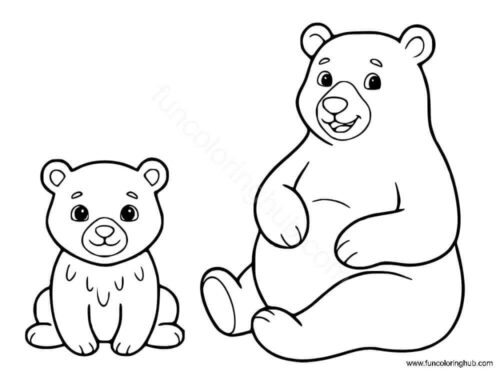 Mama bear with baby bear coloring page Mama bear with baby bear coloring page