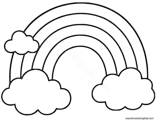 Rainbow and clouds coloring page Rainbow and clouds coloring page