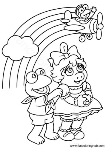 Rainbow behind Kermit and Miss Piggy Rainbow behind Kermit and Miss Piggy