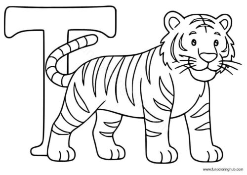 T for Tiger coloring page T for Tiger coloring page
