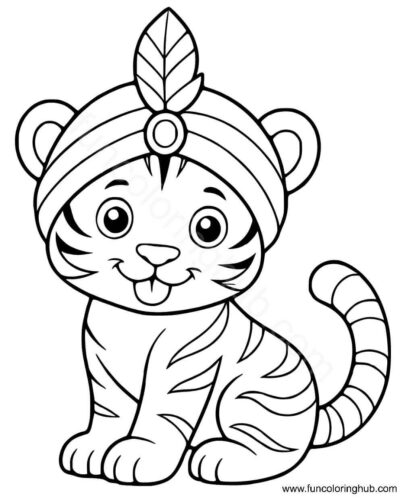 Tiger In Turban coloring page Tiger In Turban coloring page