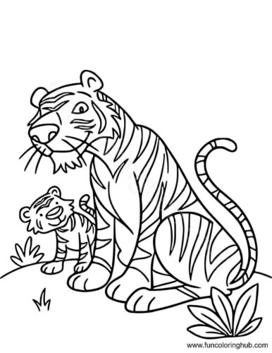 Tiger and Cub coloring page Tiger and Cub coloring page
