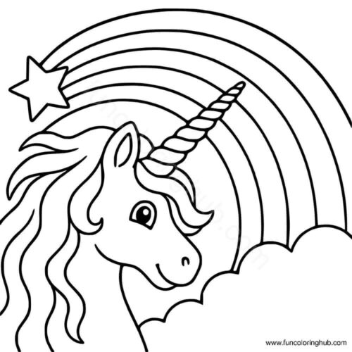 Unicorn by the rainbow Unicorn by the rainbow coloring page