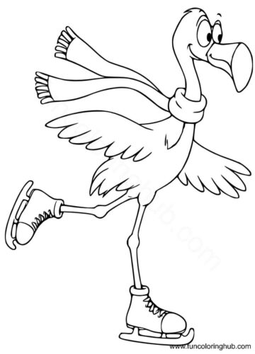 Flamingo on skates Flamingo on skates coloring sheet