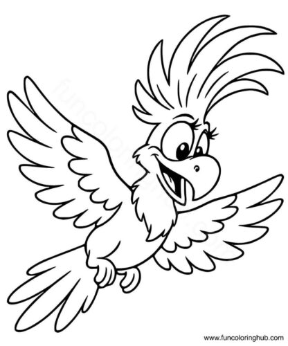 Funny parrot coloring page