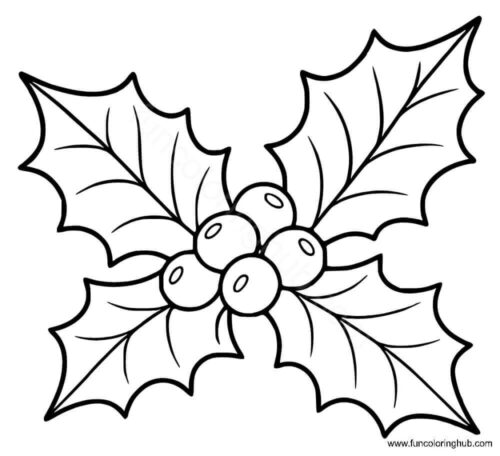Holly leaves coloring page Holly leaves coloring page