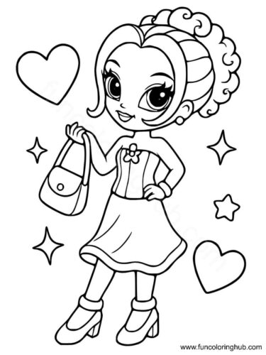 Lisa Frank Glamour Girl Coloring Page
