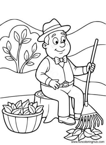 Man raking leaves coloring page Man raking leaves coloring page