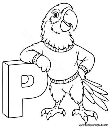 P for Parrot coloring page