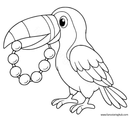 Parrot with beads coloring picture
