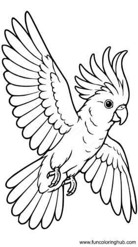 Sulfur Crested Cockatoo black and white coloring picture