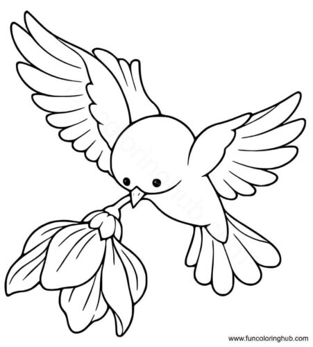 A little bird carrying a flower
