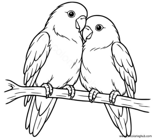 Lovebirds coloring page